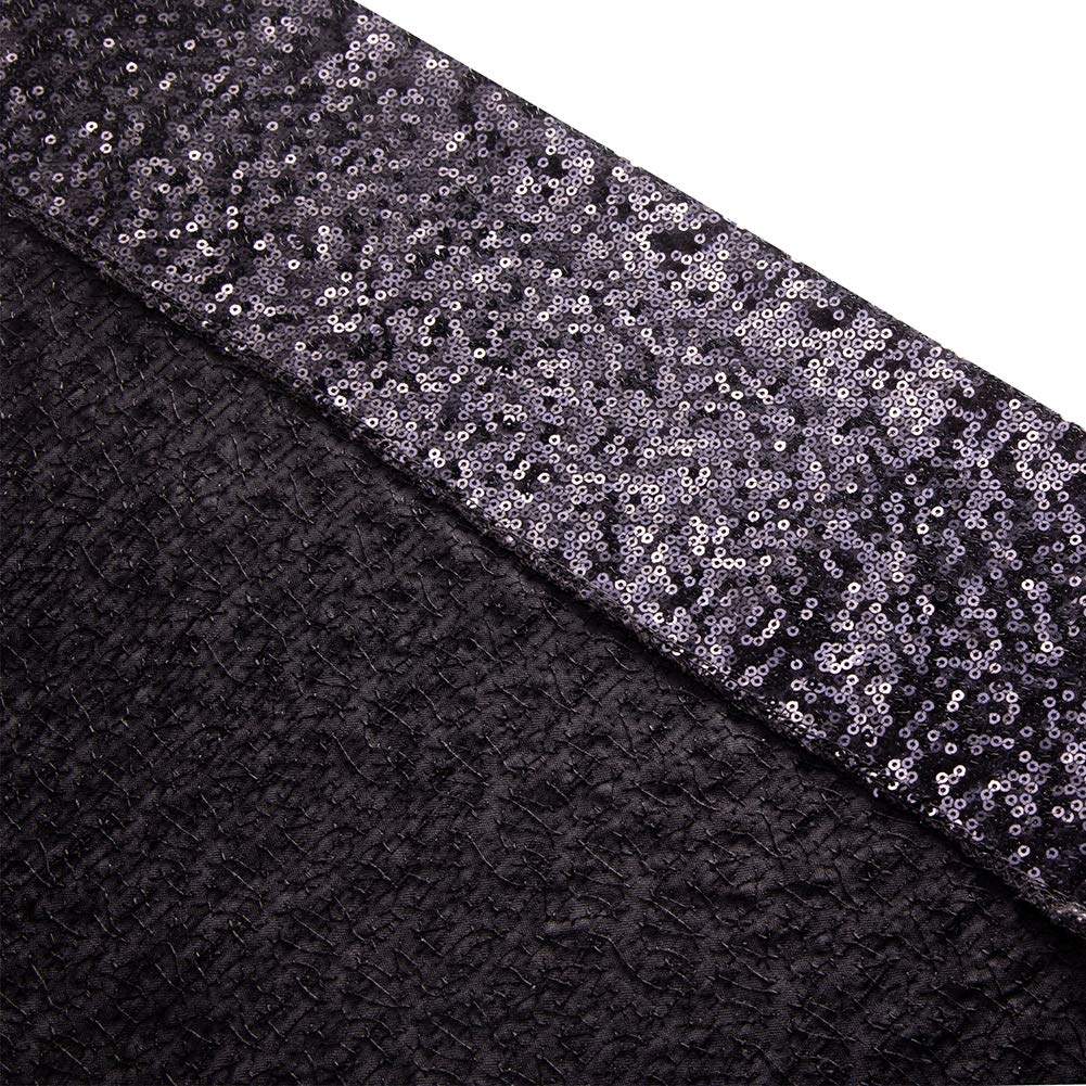 SquarePie Sequin Backdrop Not See Through Thick Stain Background Glitter Curtain Party 10FT x 10FT Black