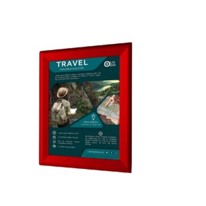 BNV Aluminum Front Load Snap Poster/Picture Certificate Frame, Red, 8.5x11 Inches, 1.25'' Profile, Wall Mounting, Portrait and Landscape Mode, Easy Installation, Anti-Glare, PVC Cover, Lightweight