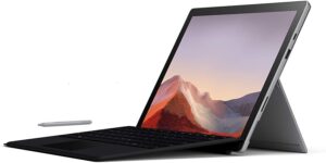 microsoft new surface pro 7 bundle: 10th gen intel core i5-1035g4, 8gb ram, 128gb ssd (latest model) – platinum with black type cover and surface pen, 12.3" touchscreen pixelsense display