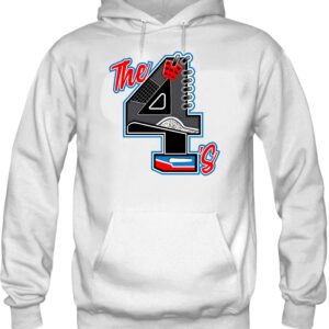 SNELOS Jordan Retro 4 What The Match Shirts (Jordan 4 What The - The 4's Hoodie (White), M)