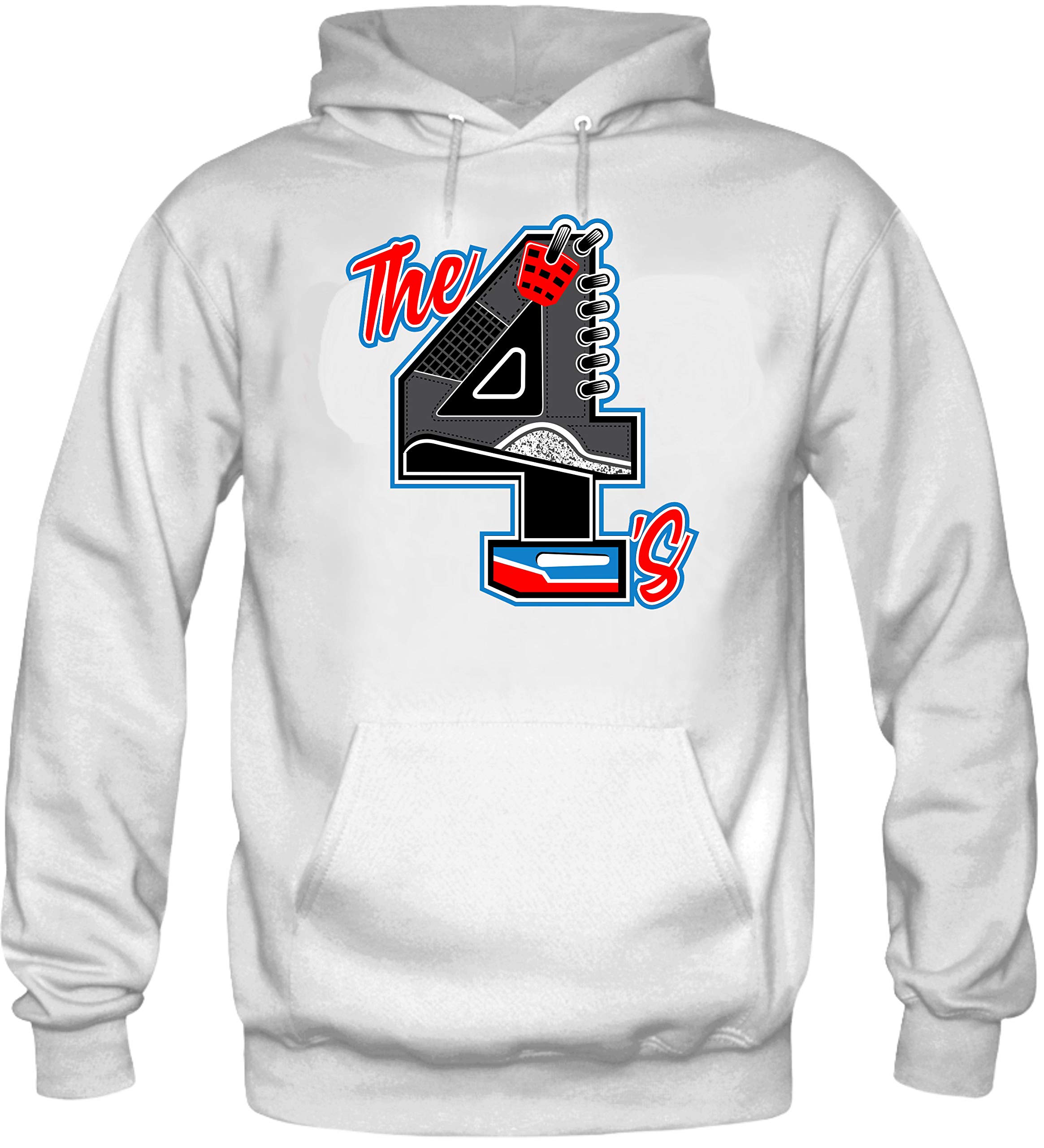 SNELOS Jordan Retro 4 What The Match Shirts (Jordan 4 What The - The 4's Hoodie (White), M)