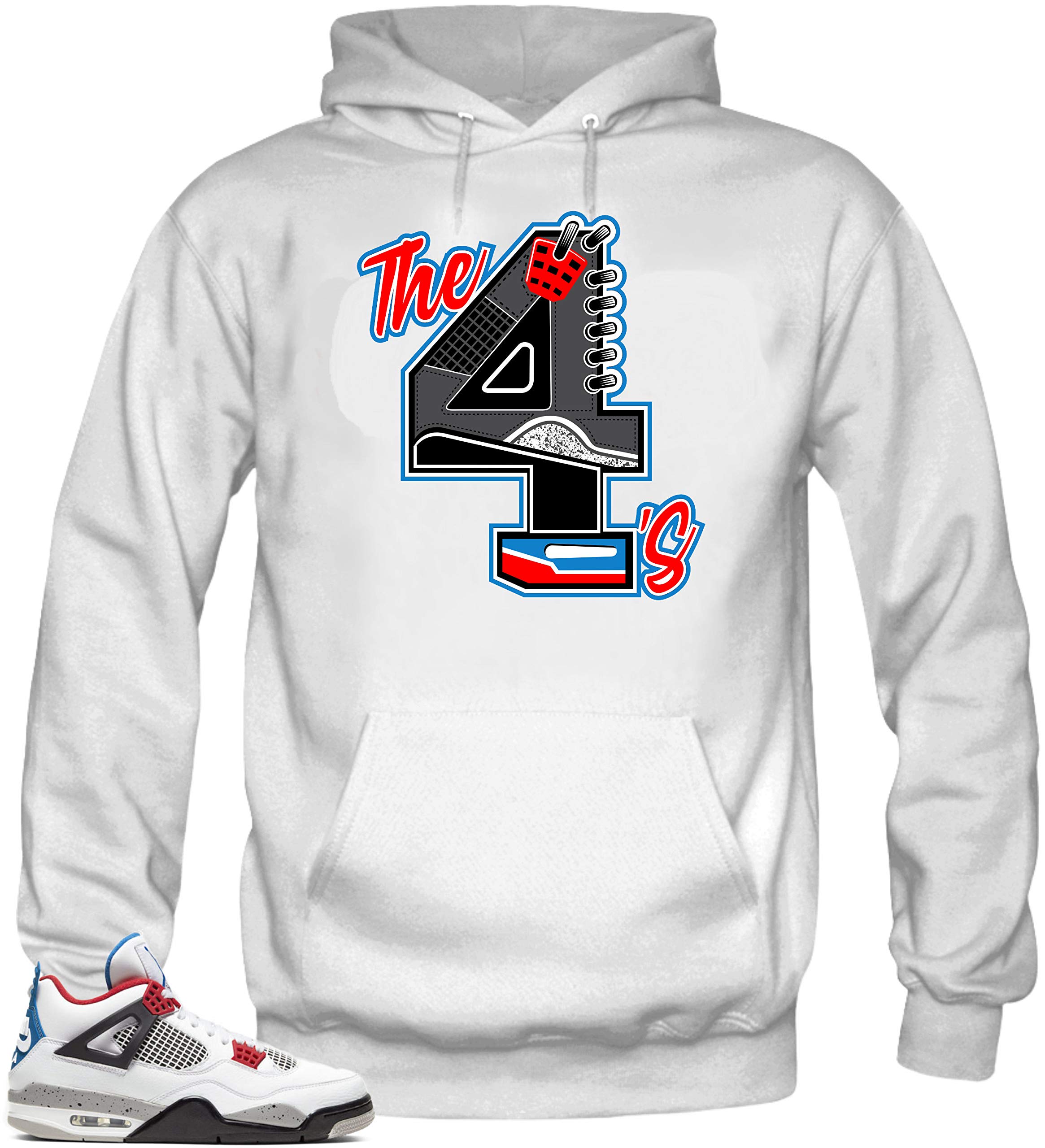 SNELOS Jordan Retro 4 What The Match Shirts (Jordan 4 What The - The 4's Hoodie (White), M)