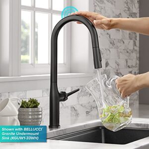 KRAUS Oletto Tall Modern Single-Handle Touch Kitchen Sink Faucet with Pull Down Sprayer in Matte Black, KTF-3101MB