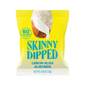 skinnydipped lemon bliss yogurt covered almonds, healthy snack, plant protein, gluten free, 0.46 ounce (pack of 24)
