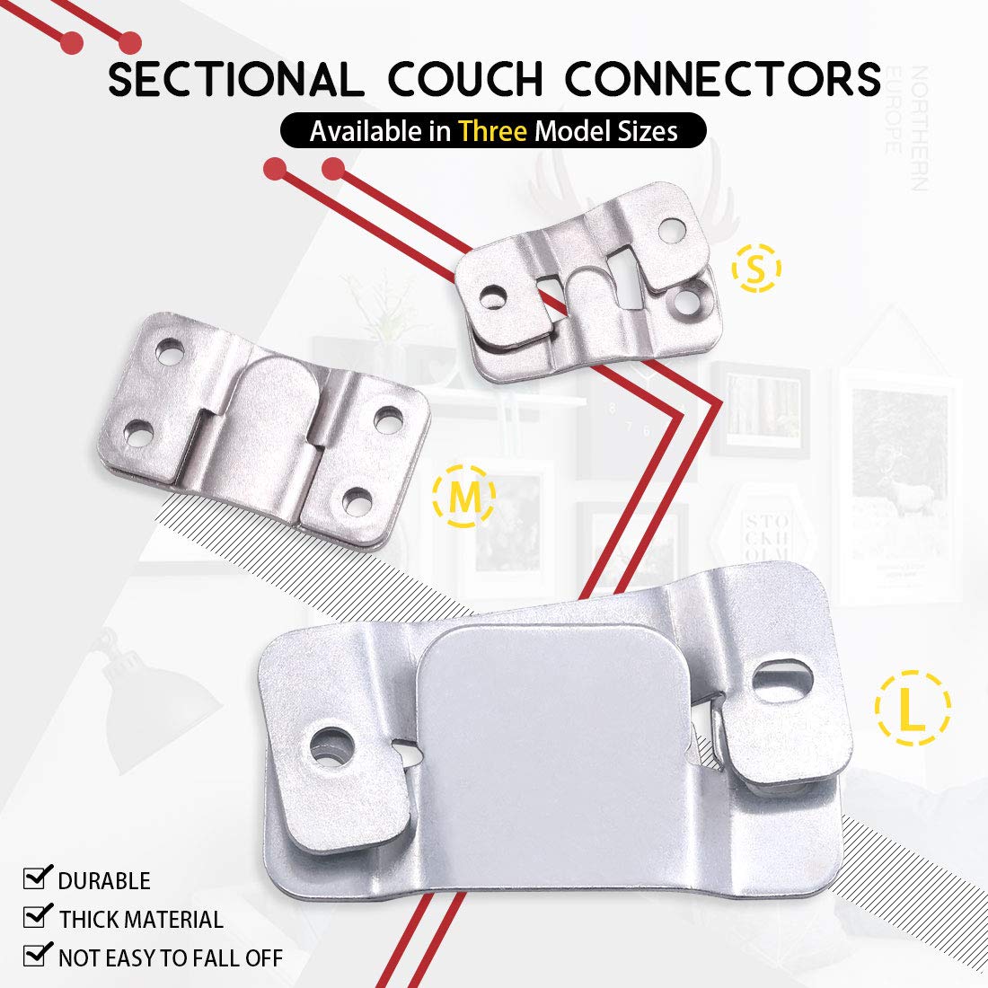 Hilitchi 120Pcs Assorted Metal Universal Sectional Sofa Interlocking Furniture Connector Bracket with Screws