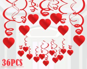 jollystyle 36pcs heart decorations hanging swirls - valentines day party supplies favors ceiling decor