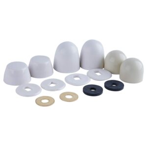 hibbent 6 packs universal toilet bolt caps, toilet push-on bolt caps covers with extra washers for white/almond color finish - 1.44 inch/ 1.1 inch/ 0.85 inch height