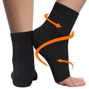 KEMFORD Ankle Compression Sleeve - Plantar Fasciitis Braces - Open Toe Compression Socks for Swelling, Sprain, Neuropathy, Arch Support for Men and Women - 20-30mmhg, XL, Black