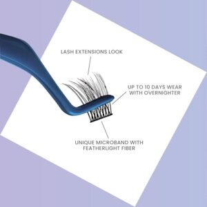 KISS Falscara DIY Lash Extension Starter Kit 10 Reusable Featherlight Eyelash Lengthening Wisps, Applicator, Bond & Seal