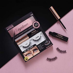 KISS Magnetic False Eyelashes, Lure', 12 mm, Includes 1 Pair Of Magnetic Lashes, Magnetic Lash Eyeliner, Contact Lens Friendly, Easy to Apply, Reusable Strip Lashes