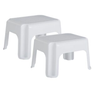 rubbermaid durable plastic roughneck step stool w/ 300-lb weight capacity, white (2-pack)