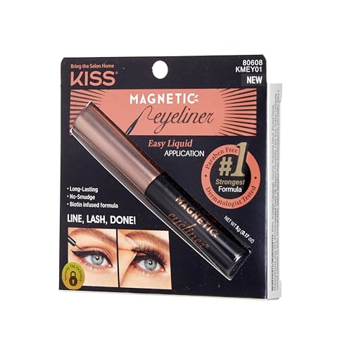 KISS Magnetic, Magnetic Eyeliner, Smudge Proof, Works Magnetic Lashes, Includes 1 Magnetic Lash Eyeliner, Long Lasting Wear, Can Be Used With Strip Lashes And Lash Clusters