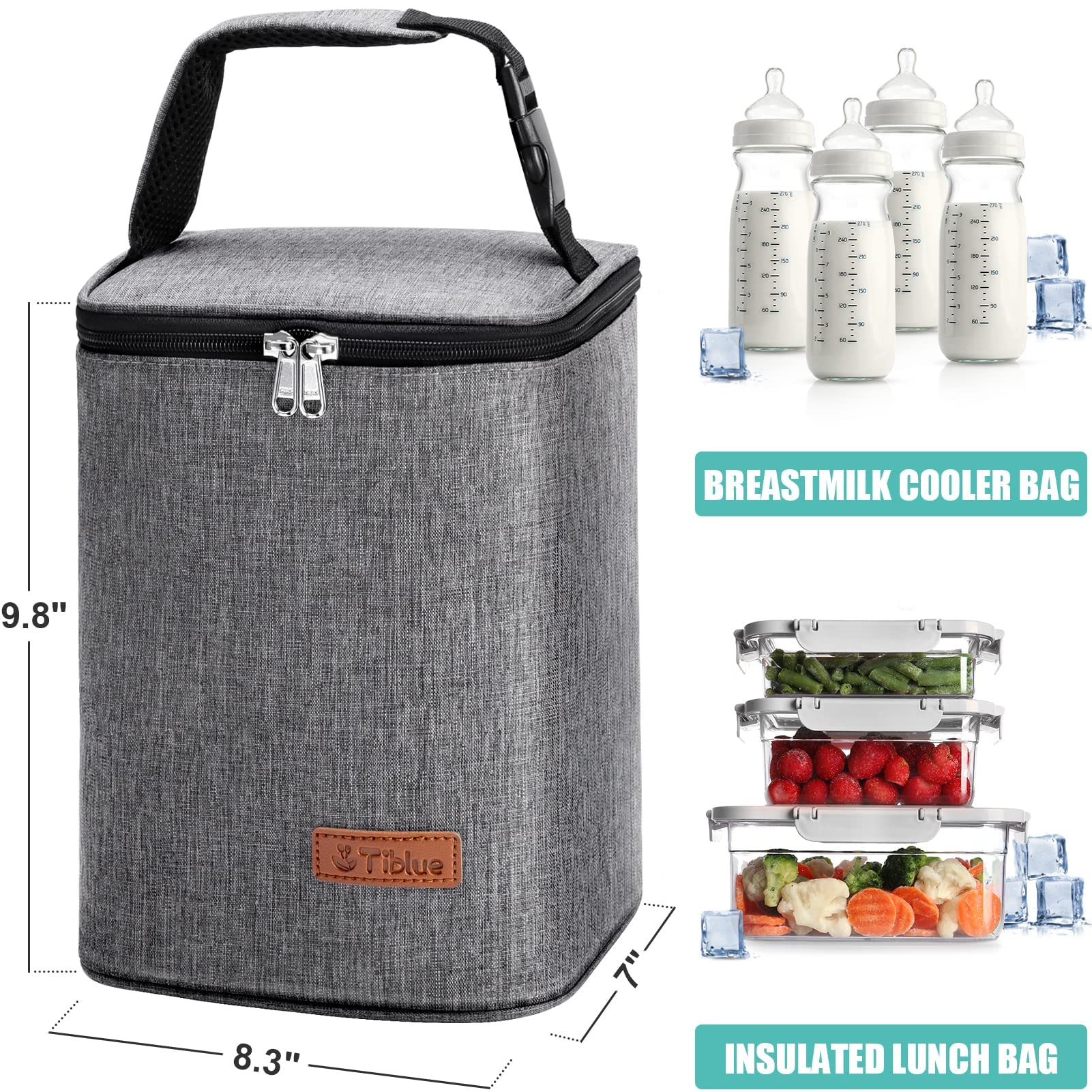 Breastmilk Cooler Bag Insulated & Reusable Baby Bottle Tote Bag for up to 6 Bottles 4 Large 9 Oz Bottles, Freezer Lunch Bag, Perfect for Daycare Travel or Back to Work Nursing Mom