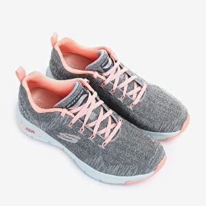 Skechers Women's Sneaker, Gray Knit Pink Trim, 8