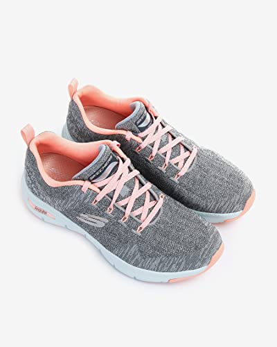 Skechers Women's Sneaker, Gray Knit Pink Trim, 8