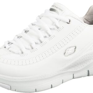 Skechers GO Golf Women's Sneaker, White Leather Silver White Trim, 9