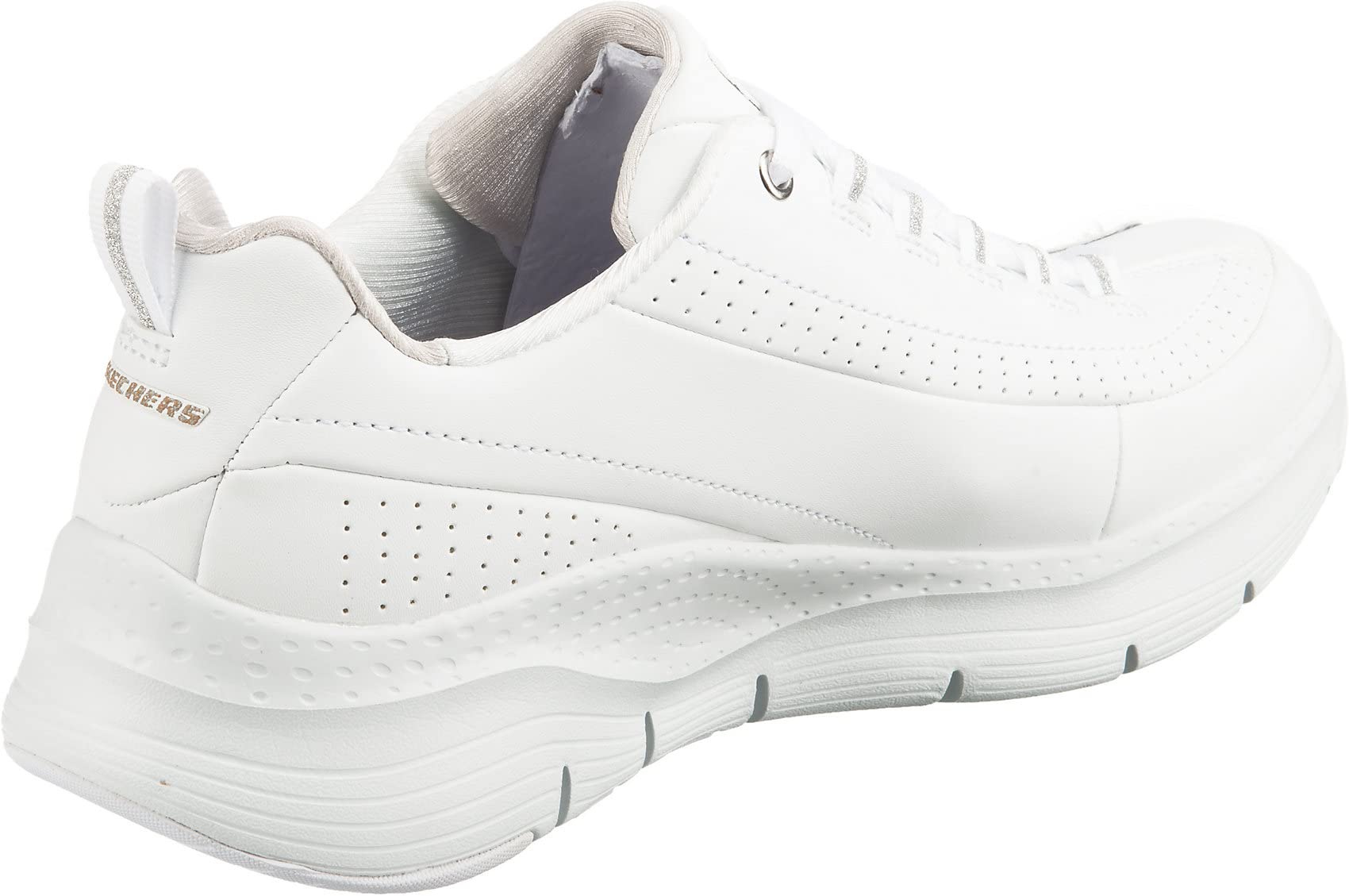 Skechers GO Golf Women's Sneaker, White Leather Silver White Trim, 9