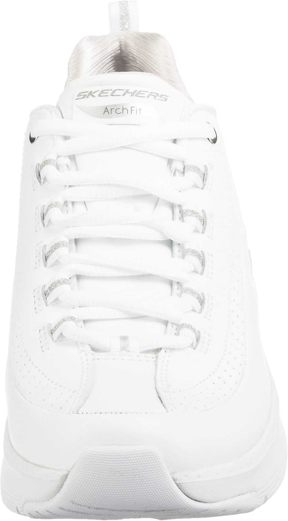 Skechers GO Golf Women's Sneaker, White Leather Silver White Trim, 9