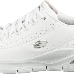 Skechers GO Golf Women's Sneaker, White Leather Silver White Trim, 9