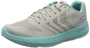 skechers women's go run razor 3+ sneaker, gray mesh hot melt aqua hot pink trim, 9