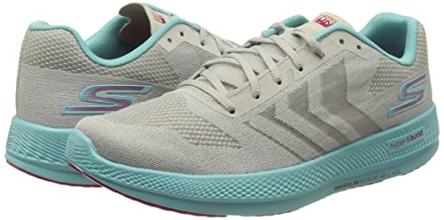 Skechers Women's GO Run Razor 3+ Sneaker, Gray Mesh Hot Melt Aqua Hot Pink Trim, 9