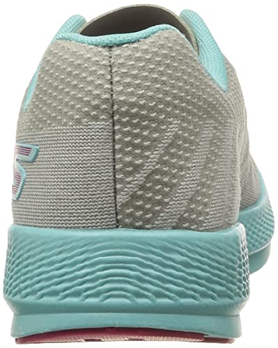 Skechers Women's GO Run Razor 3+ Sneaker, Gray Mesh Hot Melt Aqua Hot Pink Trim, 9