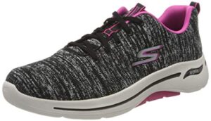 skechers women's go walk arch fit-glee sneaker, black/hot pink, 9.5