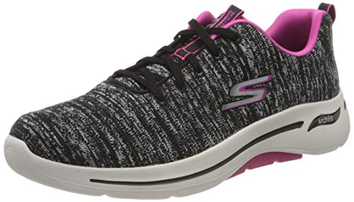 Skechers Women's GO Walk Arch FIT-Glee Sneaker, Black/Hot Pink, 9.5