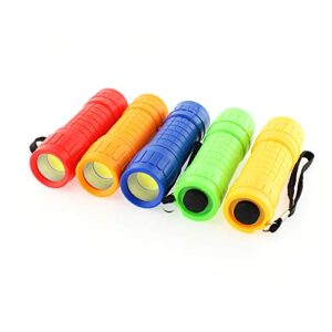 30-Pack Small Mini Flashlight Set, 5 Colors, COB LED Handheld Flashlight with Lanyard,90-Pack AAA Battery Included for Kids/Night Reading/Party/Camping/Emergency/Hunting