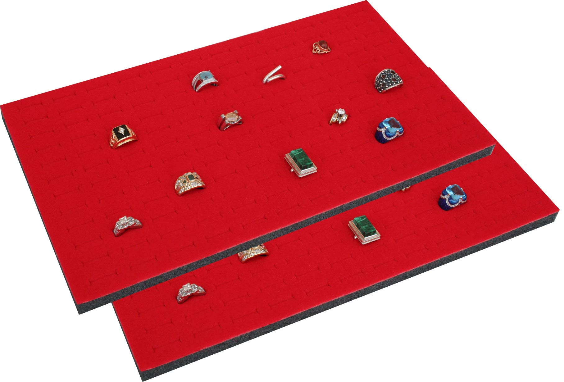 Watch Box Depot 2 Piece 144 Jewelry Red Insert Display Pads 14 3/4" x 7 3/4" x 1/2"