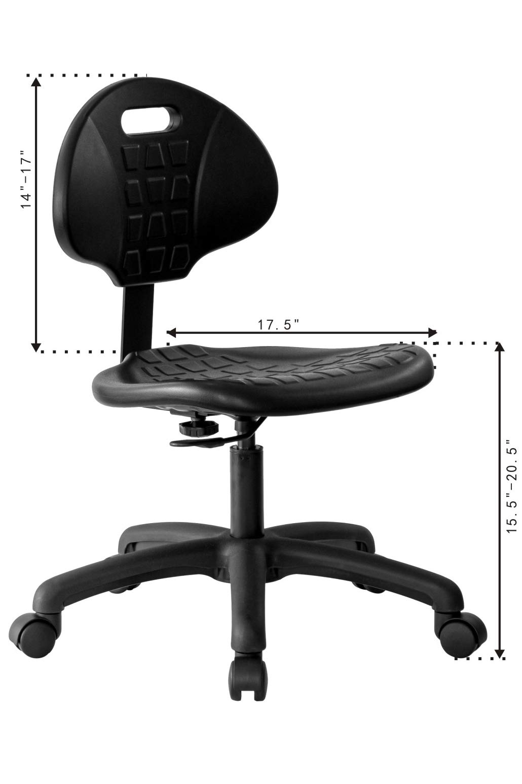 Chair Master Table Height Chair/Stool-Easy to Clean! Deluxe Ergonomic Polyurethane Chair. 5" of Height Adjustment (15.5"-20.5" Seat Ht). 450 lb Capacity. for Automotive, Lab, Garage, Home, Office