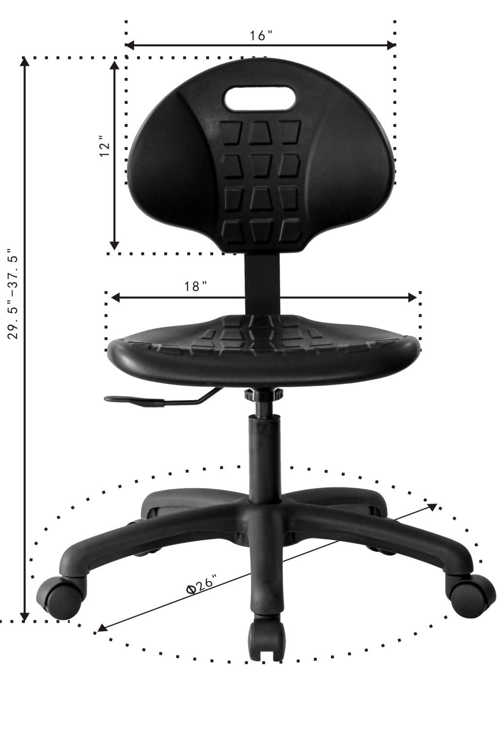 Chair Master Table Height Chair/Stool-Easy to Clean! Deluxe Ergonomic Polyurethane Chair. 5" of Height Adjustment (15.5"-20.5" Seat Ht). 450 lb Capacity. for Automotive, Lab, Garage, Home, Office