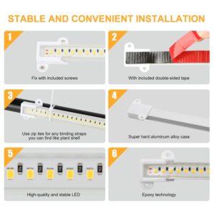 Mosthink LED Plant Grow Light Strips Full Spectrum for Indoor Plants with Auto ON/Off Timer, 48 LEDs / 4 Dimmable Levels, Sunlike Grow Lamp for Hydroponics Succulent, 2 Pack