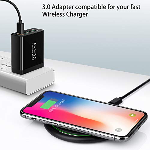 iSeekerKit Fast 3.0 Wall Charger, 3-Pack 4 Ports USB Wall Charger Adapter Fast USB Charging Block USB Charger Block Compatible for Wireless Charger, Samsung Galaxy S23 S22, iPhone 15 14 13 12, iPad