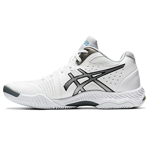 ASICS Women's Netburner Ballistic FlyteFoam Mid Top 2 Volleyball Shoes, 12, White/Black