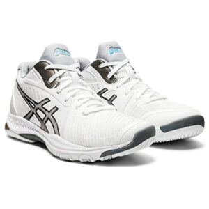 ASICS Women's Netburner Ballistic FlyteFoam Mid Top 2 Volleyball Shoes, 12, White/Black