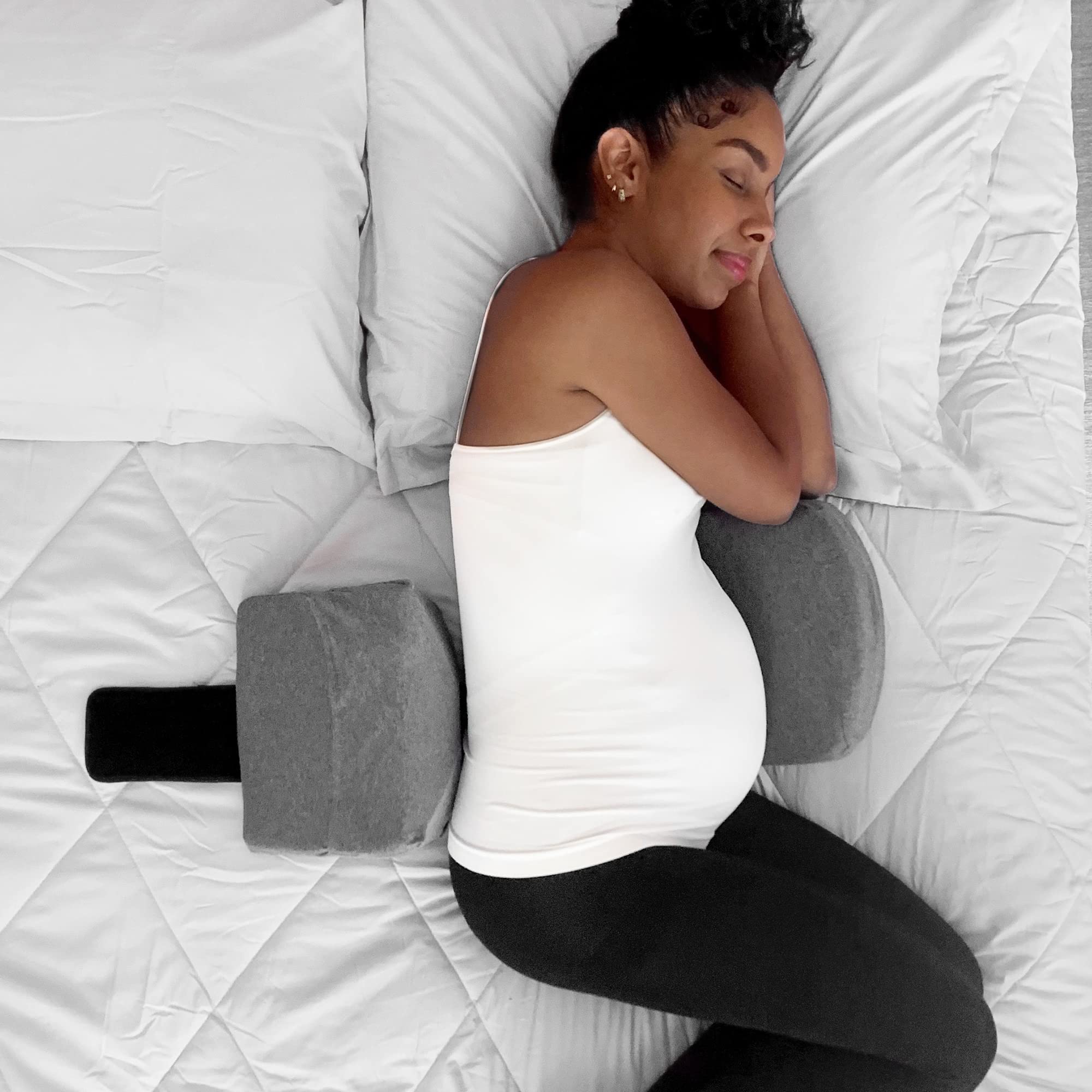 Belly Bandit – S.O.S. Sleep On Side Pregnancy Pillow – Maternity Wedge Pillow, Back Pillow and Belt – Adjustable Back and Pregnant Belly Support for Side Sleeping – Promotes Optimal Positioning, Grey
