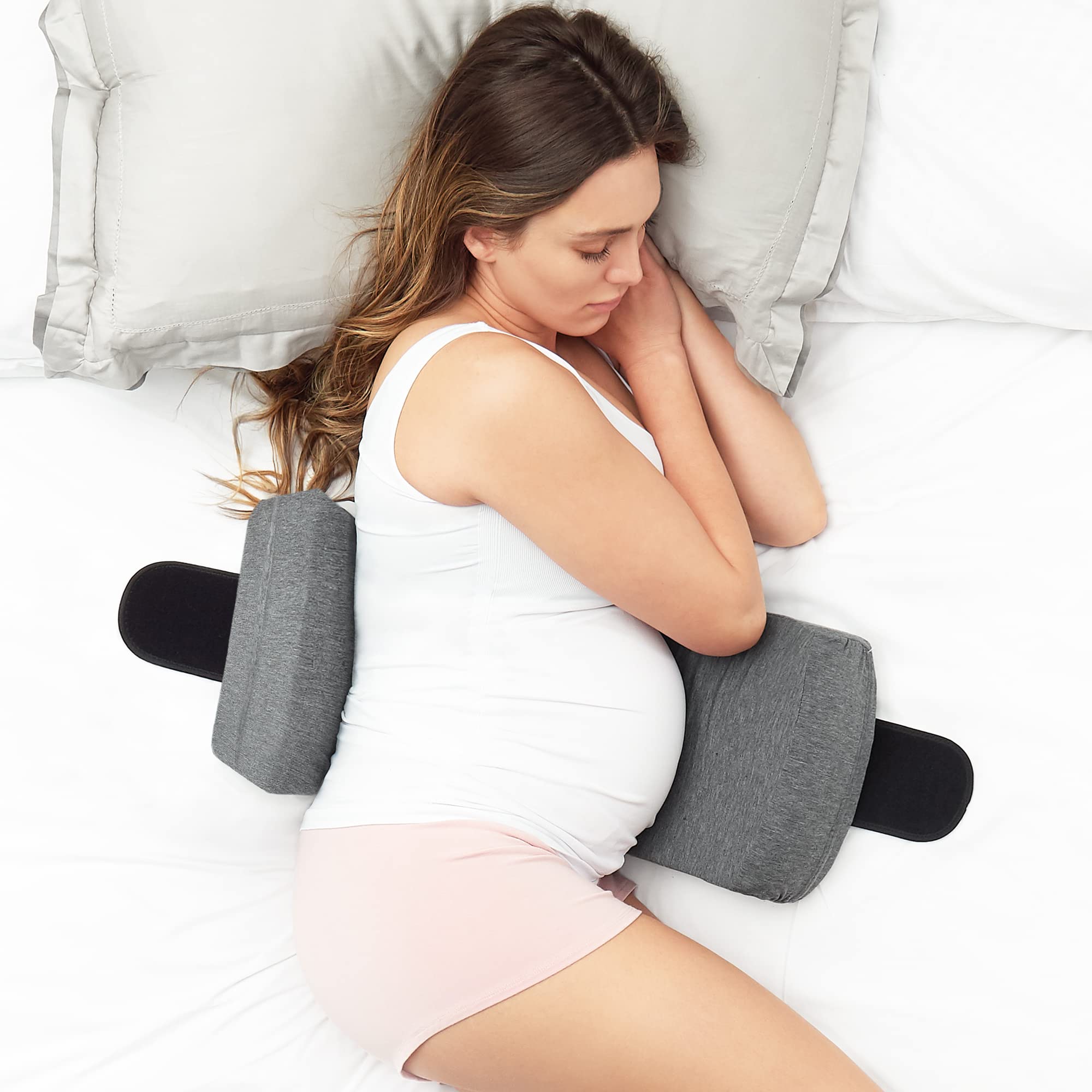 Belly Bandit – S.O.S. Sleep On Side Pregnancy Pillow – Maternity Wedge Pillow, Back Pillow and Belt – Adjustable Back and Pregnant Belly Support for Side Sleeping – Promotes Optimal Positioning, Grey