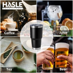 HASLE OUTFITTERS 30oz Stainless Steel Tumbler, Double Wall Vacuum Insulated Travel Mug Tumbler, Durable Insulated Coffee Mug, Gift Box Set (Black, 4)