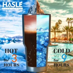 HASLE OUTFITTERS 30oz Stainless Steel Tumbler, Double Wall Vacuum Insulated Travel Mug Tumbler, Durable Insulated Coffee Mug, Gift Box Set (Black, 4)