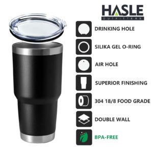 HASLE OUTFITTERS 30oz Stainless Steel Tumbler, Double Wall Vacuum Insulated Travel Mug Tumbler, Durable Insulated Coffee Mug, Gift Box Set (Black, 4)