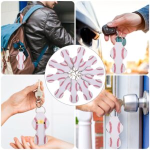 Lurrose 10Pcs Lipstick Holder Neoprene Key Chain Baseball Design Lip Gloss Balm Case Portable Key Holder Hanging Pendants