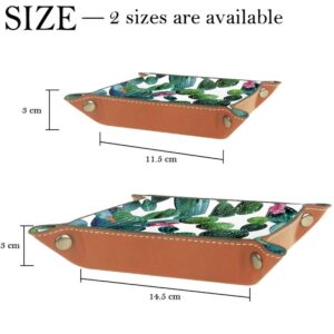 Lyetny Watercolor Cactus Tropical Garden Flat Folding Tray Storage Box Candy Holder Sundries Tray for Jewelry Wallet Coins Keys Dice,16x16cm