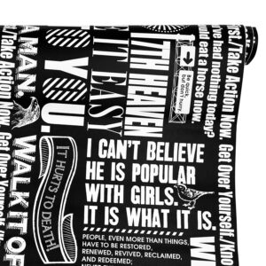 lovingway 14.7 feet wallpaper roll retro newspaper shelf liner 17.7x177 inch white text office file cabinets lining black paper christmas wall decor