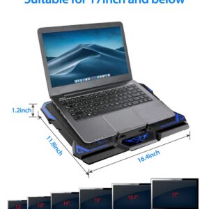 Laptop Cooling Pad, Laptop Cooler with 6 Quiet Led Fans for 15.6-17 Inch Laptop Cooling Fan Stand, Portable Ultra Slim USB Powered Gaming Laptop Cooling Pad, Switch Control Fan Speed Function