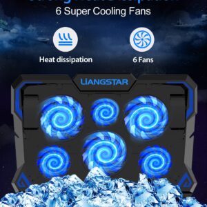 Laptop Cooling Pad, Laptop Cooler with 6 Quiet Led Fans for 15.6-17 Inch Laptop Cooling Fan Stand, Portable Ultra Slim USB Powered Gaming Laptop Cooling Pad, Switch Control Fan Speed Function