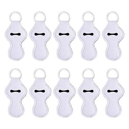 10pcs Sublimation Blanks Chapstick Holder Keychains Bulk Lipstick Holder Keychains Chapstick Keyring Holder (White)