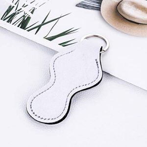 10pcs Sublimation Blanks Chapstick Holder Keychains Bulk Lipstick Holder Keychains Chapstick Keyring Holder (White)