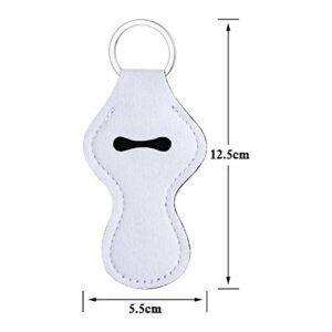 10pcs Sublimation Blanks Chapstick Holder Keychains Bulk Lipstick Holder Keychains Chapstick Keyring Holder (White)