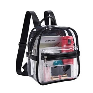 mini clear backpack,stadium approved clear backpack with front accessory pocket, heavy duty see through backpack for festivals, concerts,sporting events